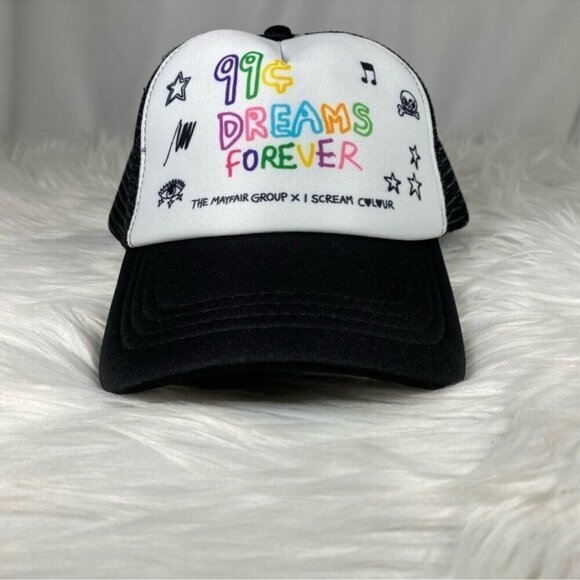 The Mayfair Group I Scream Colour 99 Cent Dreams Forever Trucker Hat Black White - Picture 2 of 10
